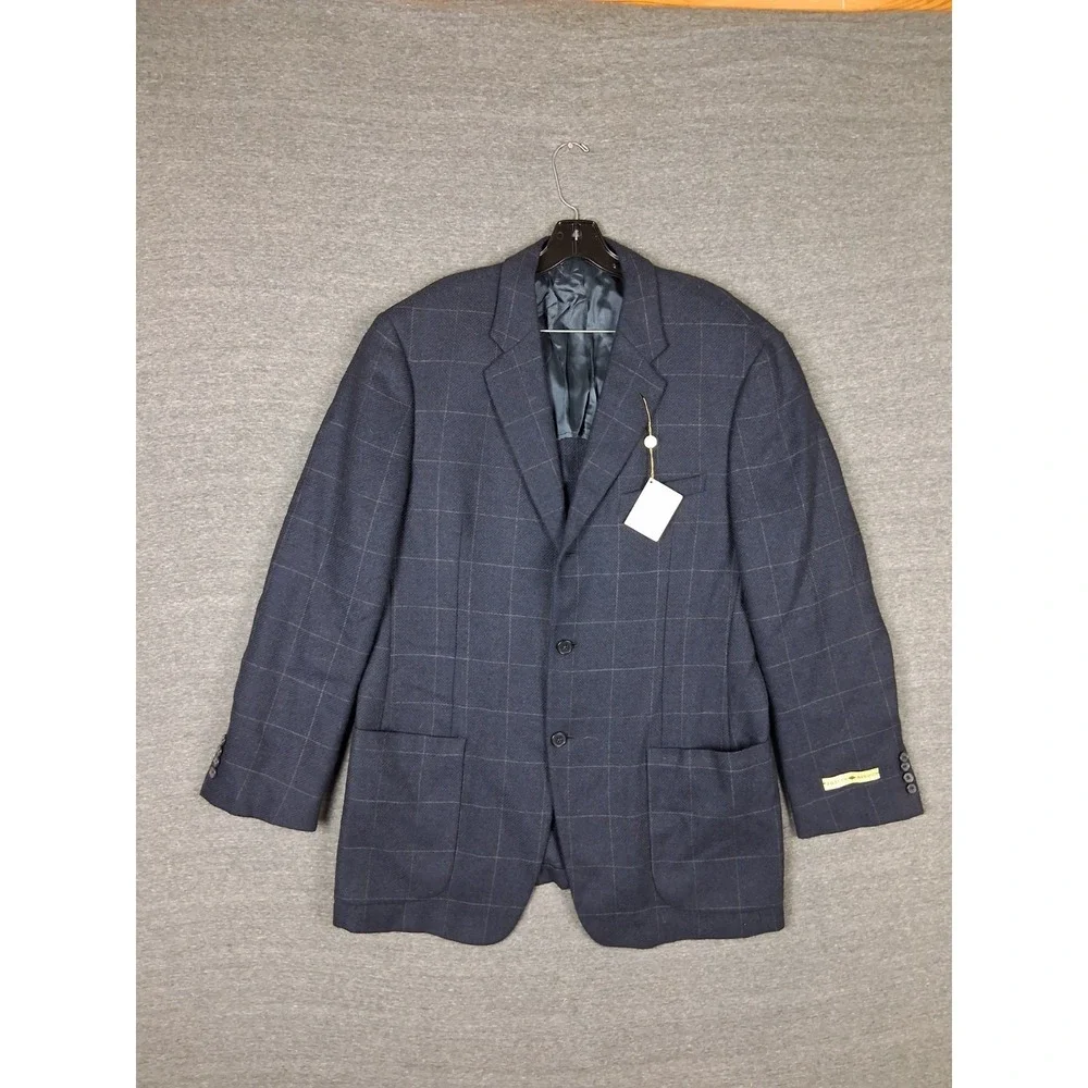 NEW Joseph Abboud Mens Jacket 42R Blue Plaid Wool Sportcoat Lightweight USA Made